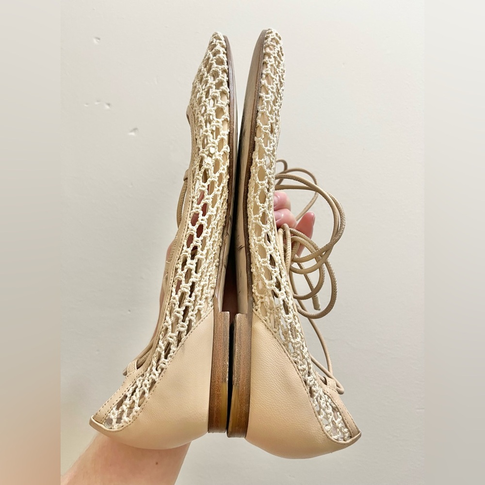 Tamara Mellon Next Step Woven Ankle Wrap Ballet Flats in Natural, EU 40 (US 10) - Picture 7 of 15